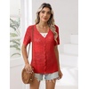 Zeagoo Women’s Short Sleeve Summer Cardigan Crochet Button up Shrug Sweater(Red)