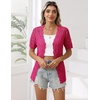 Zeagoo Women’s Short Sleeve Summer Cardigan Crochet Button up Shrug Sweater(Rose Red)