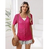 Zeagoo Women’s Short Sleeve Summer Cardigan Crochet Button up Shrug Sweater(Rose Red)