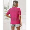 Zeagoo Women’s Short Sleeve Summer Cardigan Crochet Button up Shrug Sweater(Rose Red)
