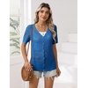 Zeagoo Women’s Short Sleeve Summer Cardigan Crochet Button up Shrug Sweater(Royal Blue)