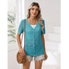 Zeagoo Women’s Short Sleeve Summer Cardigan Crochet Button up Shrug Sweater(Teal)