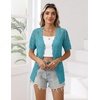 Zeagoo Women’s Short Sleeve Summer Cardigan Crochet Button up Shrug Sweater(Teal)