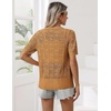 Zeagoo Women’s Short Sleeve Summer Cardigan Crochet Button up Shrug Sweater(Yellow Brown)