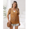 Zeagoo Women’s Short Sleeve Summer Cardigan Crochet Button up Shrug Sweater(Yellow Brown)