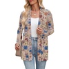 Zeagoo Women’s Lightweight Cardigan Open Front Long Sleeve Casual Cardigans(A-flower Khaki)