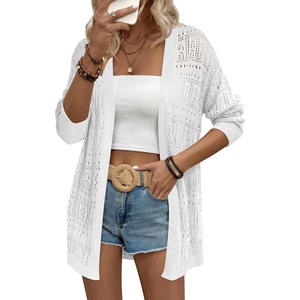 Zeagoo Womens 2026 Summer Crochet Cardigan Sweaters Lightweight Boho Kimono(A_white)