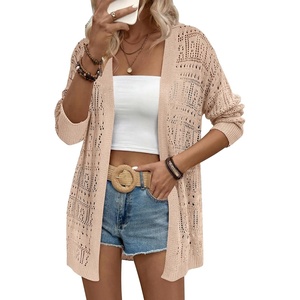 Zeagoo Womens 2026 Summer Crochet Cardigan Sweaters Lightweight Boho Kimono(Beige)