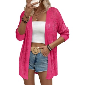 Zeagoo Womens 2026 Summer Crochet Cardigan Sweaters Lightweight Boho Kimono(Hot Pink)