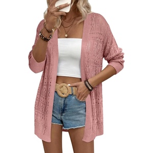 Zeagoo Womens 2026 Summer Crochet Cardigan Sweaters Lightweight Boho Kimono(Pink)