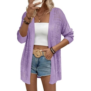 Zeagoo Womens 2026 Summer Crochet Cardigan Sweaters Lightweight Boho Kimono(Purple)