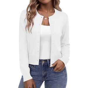 Zeagoo Women’s Cropped Cardigan Sweaters Lightweight Bolero Shrug for Dress(01-white)