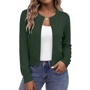 Zeagoo Women’s Cropped Cardigan Sweaters Lightweight Bolero Shrug for Dress(Dark Green)