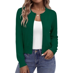 Zeagoo Women’s Cropped Cardigan Sweaters Lightweight Bolero Shrug for Dress(Deep Green)