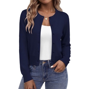 Zeagoo Women’s Cropped Cardigan Sweaters Lightweight Bolero Shrug for Dress(Navy)