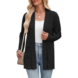 Zeagoo Women’s Lightweight Cardigan Open Front Long Sleeve Casual Cardigans(A-black)