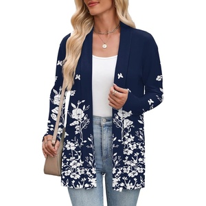 Zeagoo Women’s Lightweight Cardigan Open Front Long Sleeve Casual Cardigans(A-floral Navy 103)