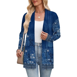 Zeagoo Women’s Lightweight Cardigan Open Front Long Sleeve Casual Cardigans(A-flower Navy)