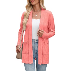Zeagoo Women’s Lightweight Cardigan Open Front Long Sleeve Casual Cardigans(Coral)