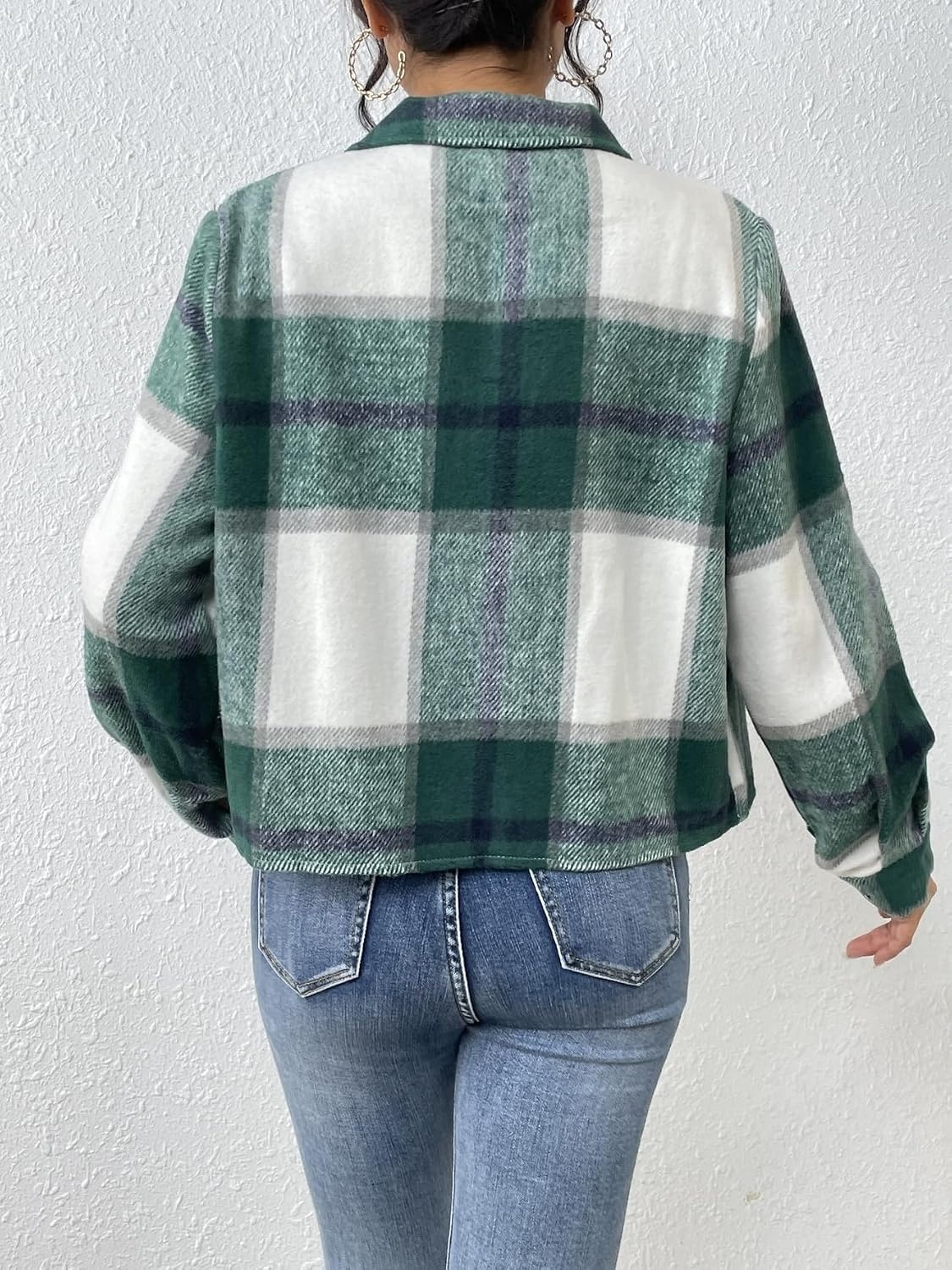 image:imageZeagoo Flannels for Women Cropped Shacket Jacket Fashion Plaid Fall CoatYdl2