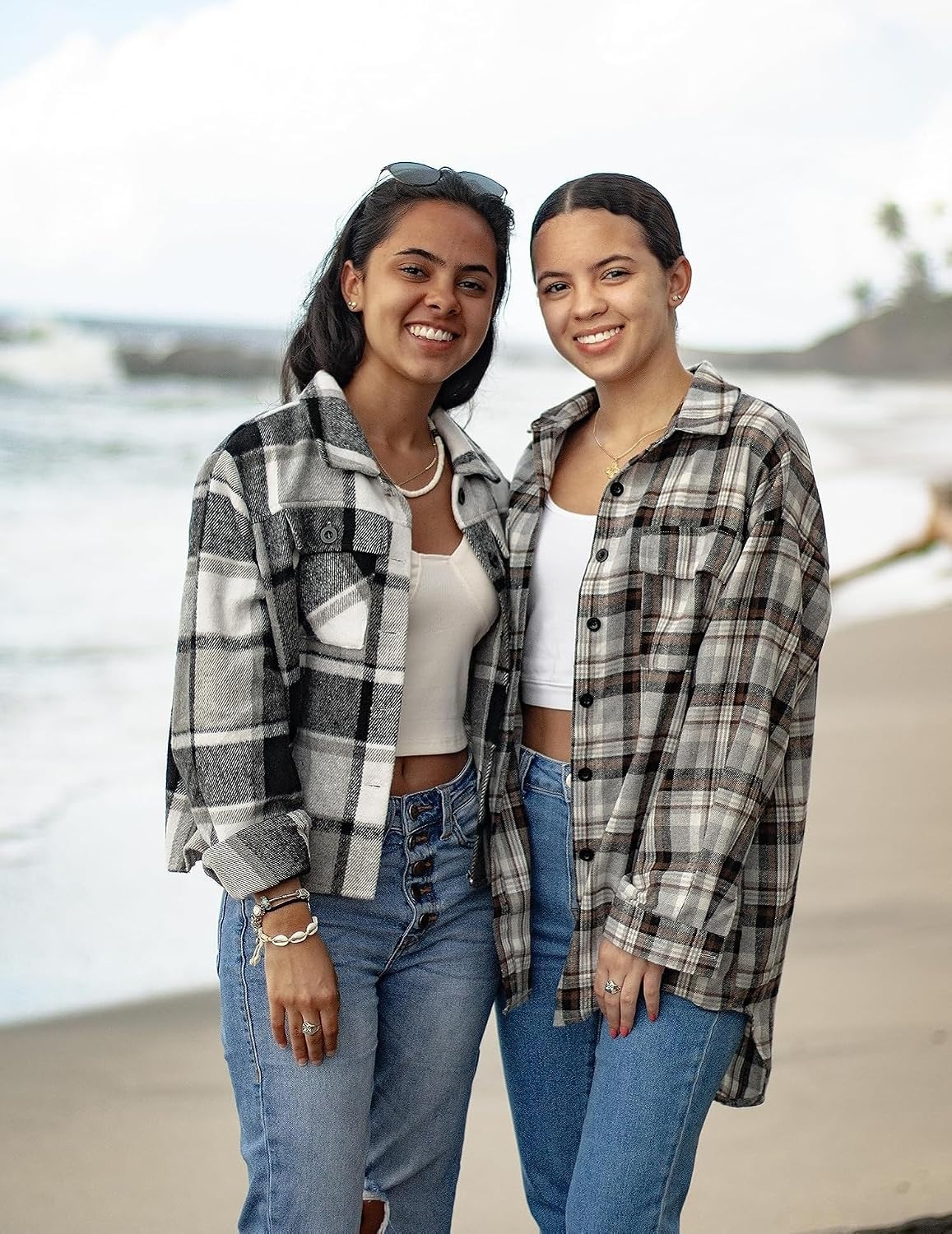 image:imageZeagoo Flannels for Women Cropped Shacket Jacket Fashion Plaid Fall CoatYdl4