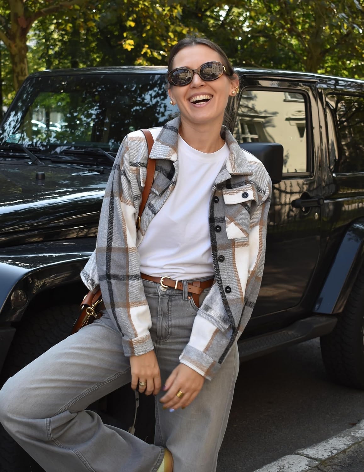 image:imageZeagoo Flannels for Women Cropped Shacket Jacket Fashion Plaid Fall CoatZgz549