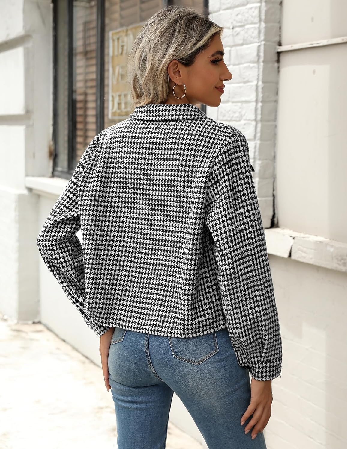 image:imageZeagoo Flannels for Women Cropped Shacket Jacket Fashion Plaid Fall CoatZjh275