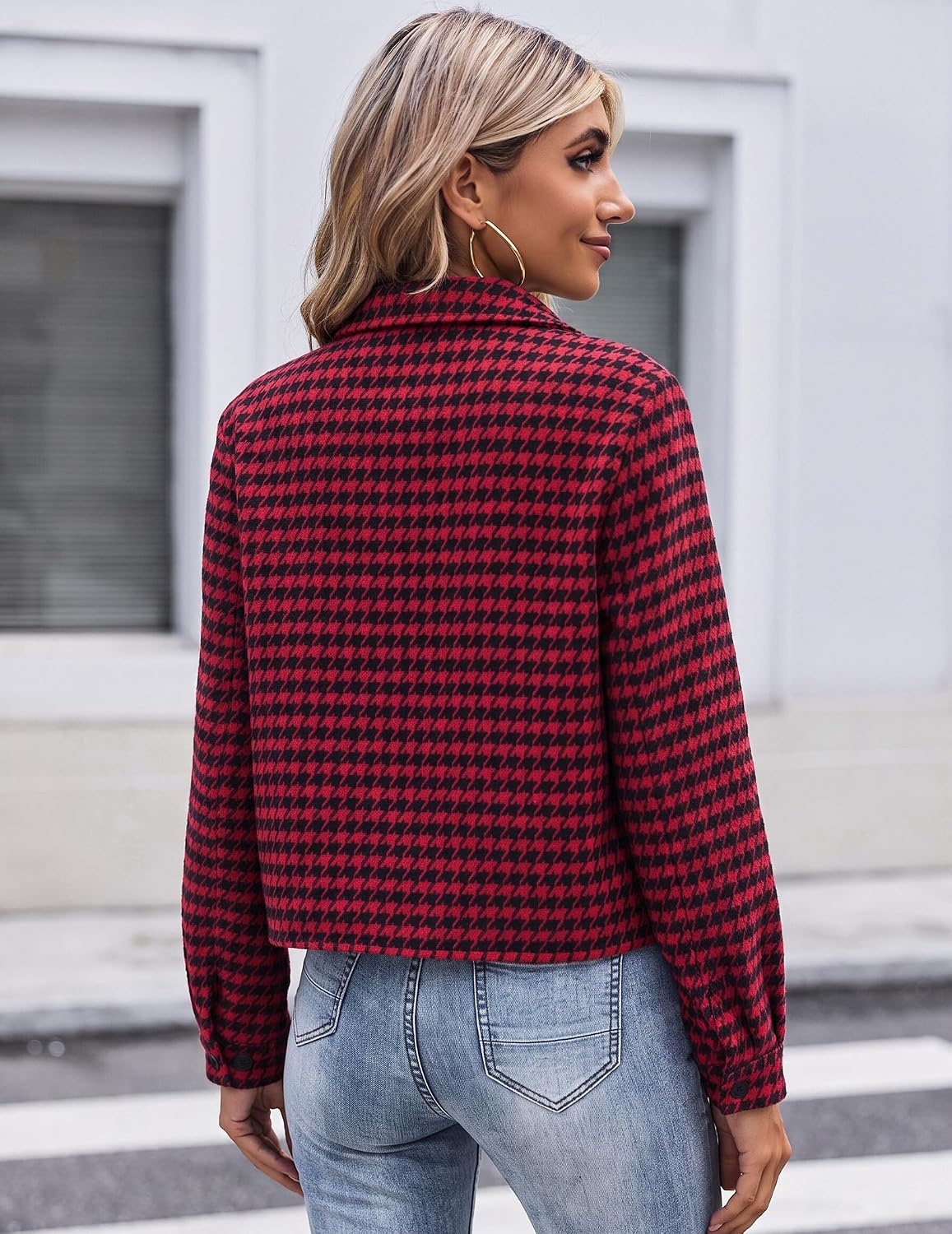 image:imageZeagoo Flannels for Women Cropped Shacket Jacket Fashion Plaid Fall CoatZjh743