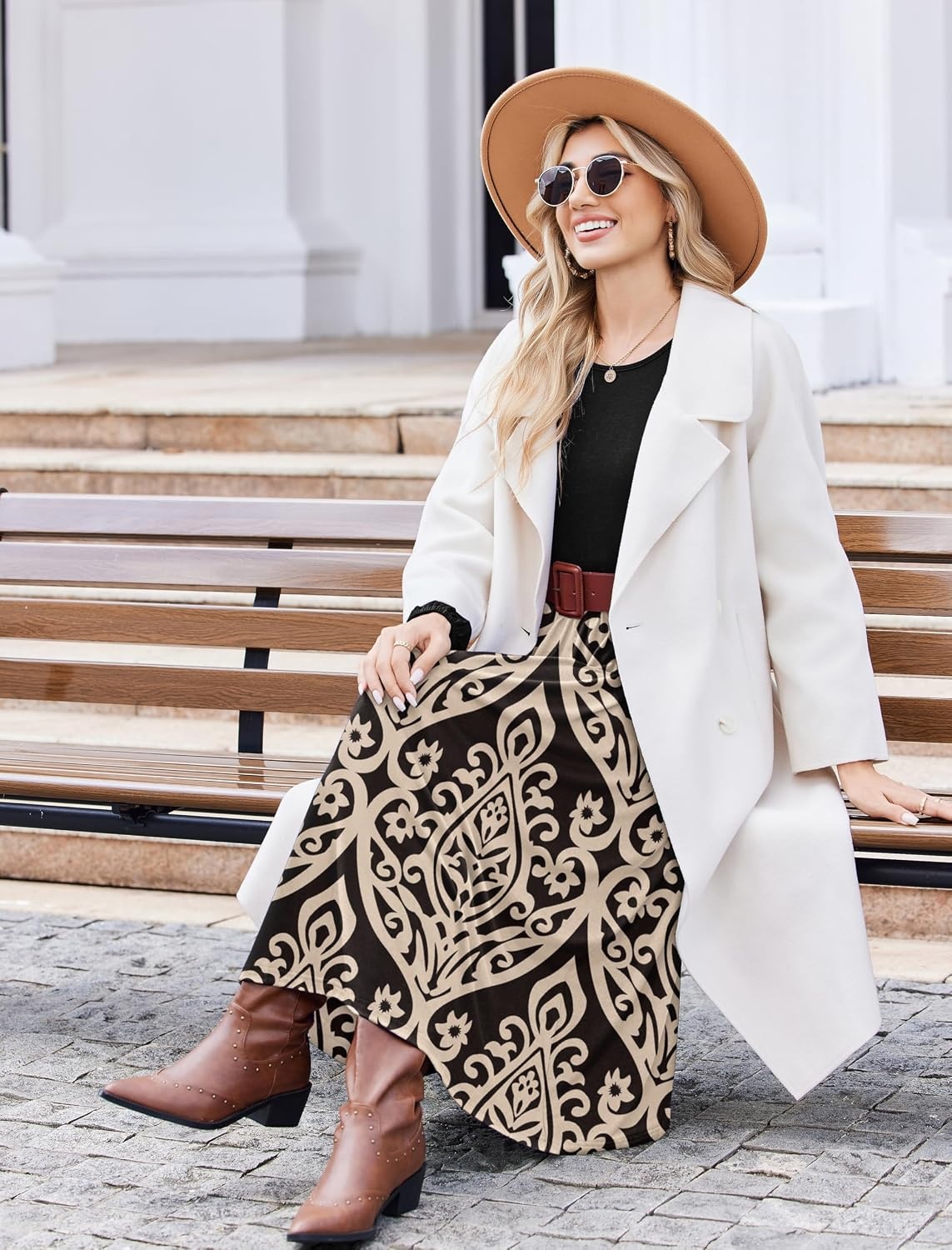 image:imageZeagoo Long Sleeve Dresses for Women 2026 Fall Winter Casual Flowy ALine Boho Midi Party Long Dress with PocketsPat2