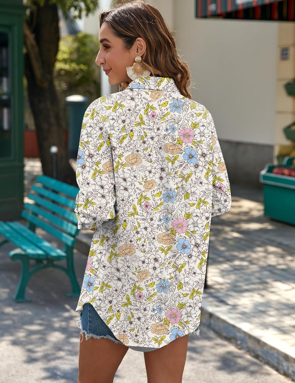 image:imageZeagoo Womens Button Down Shirts Long Sleeve Casual Cotton Gauze TopsApricot Blossom