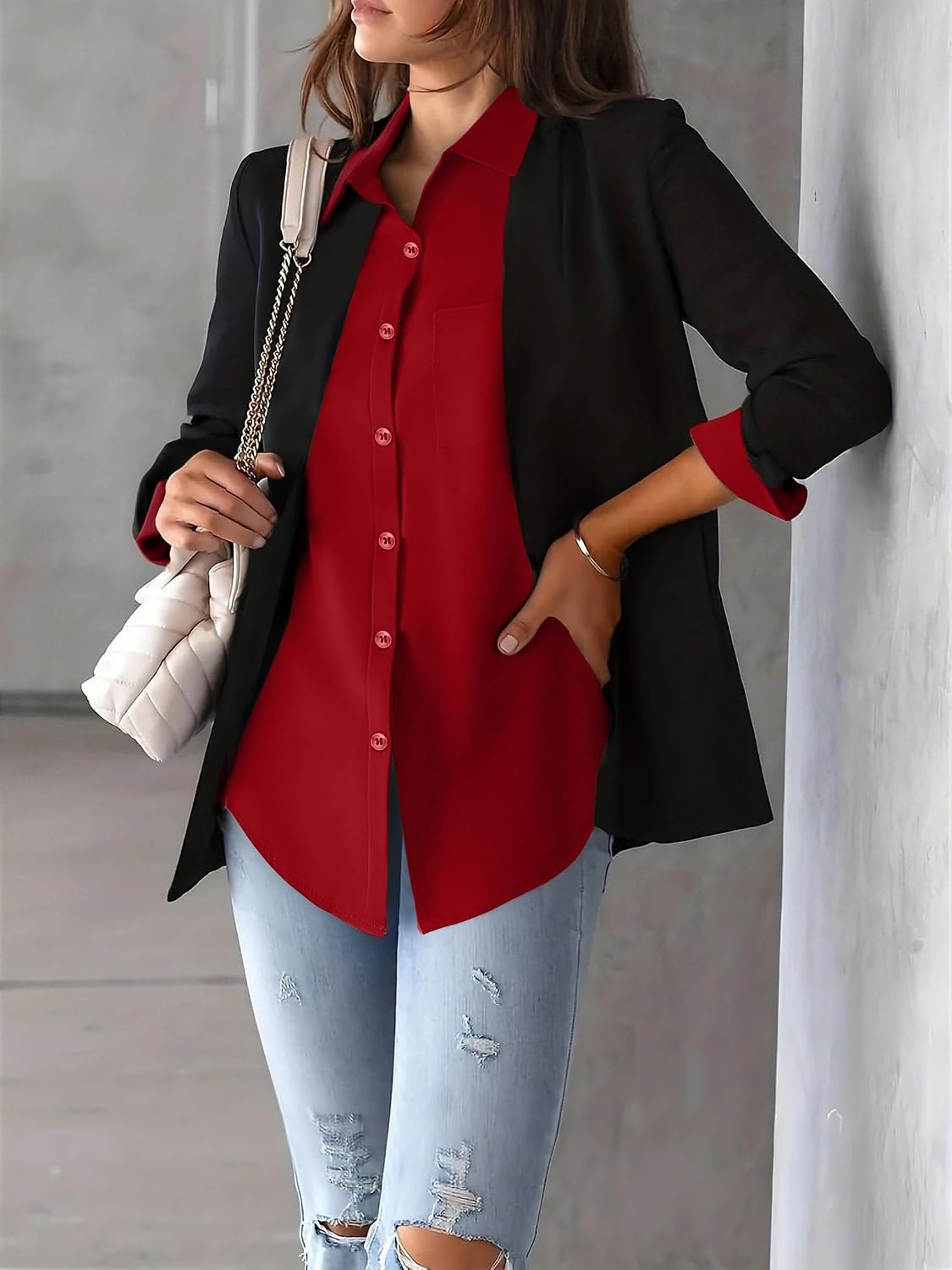 image:imageZeagoo Womens Floral Button Down Shirt Long Sleeve Work Blouse with PocketBred