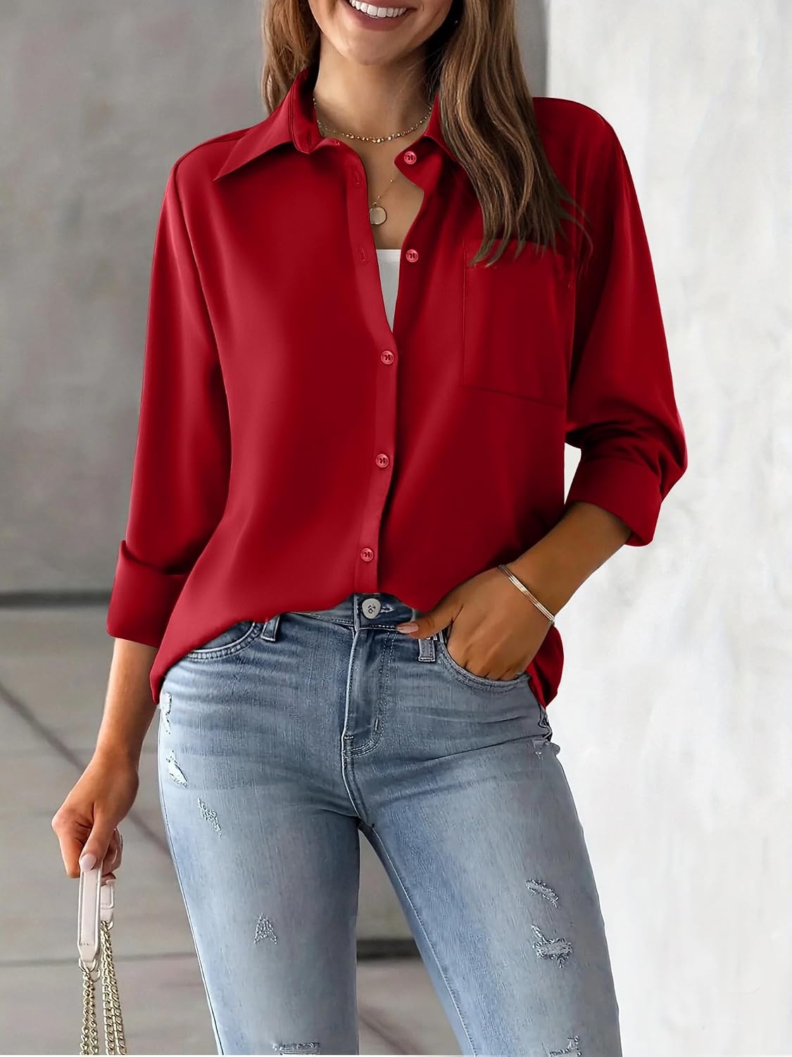 image:imageZeagoo Womens Floral Button Down Shirt Long Sleeve Work Blouse with PocketBred