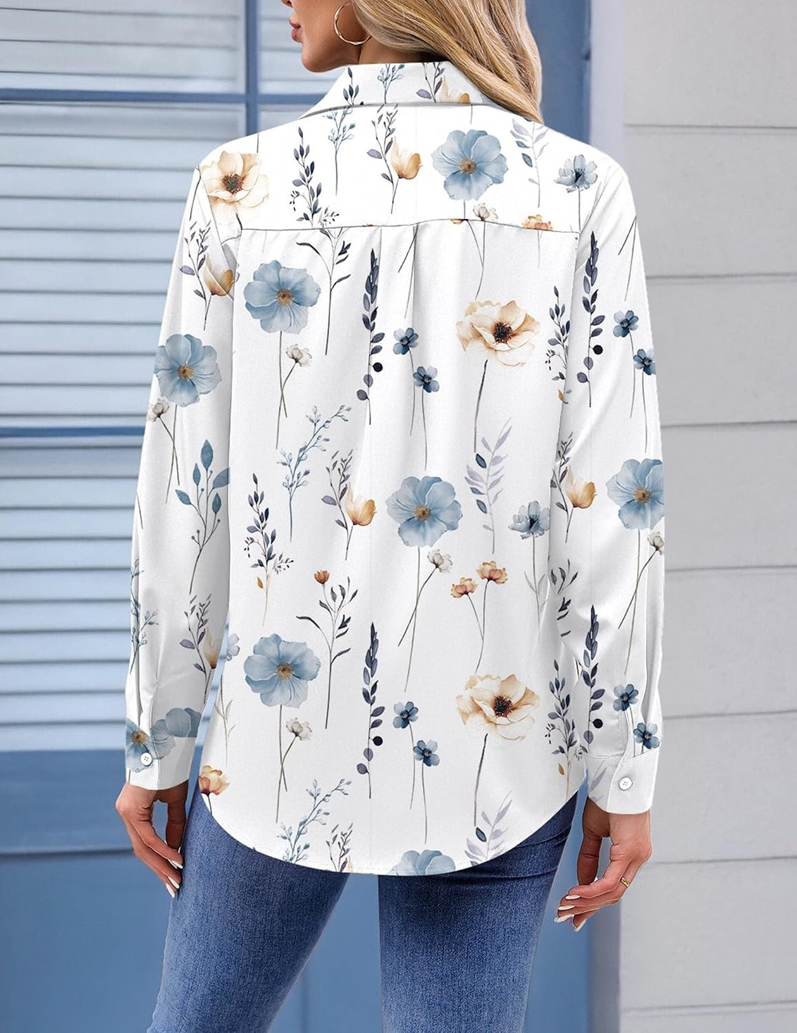 image:imageZeagoo Womens Floral Button Down Shirt Long Sleeve Work Blouse with PocketCbf112