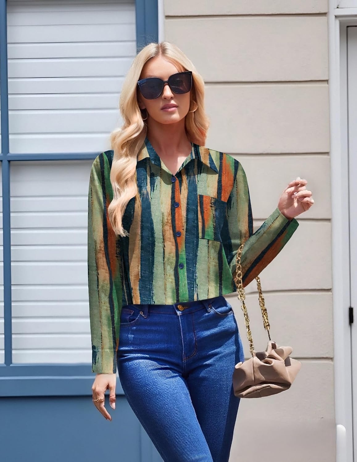 image:imageZeagoo Womens Floral Button Down Shirt Long Sleeve Work Blouse with PocketCx289