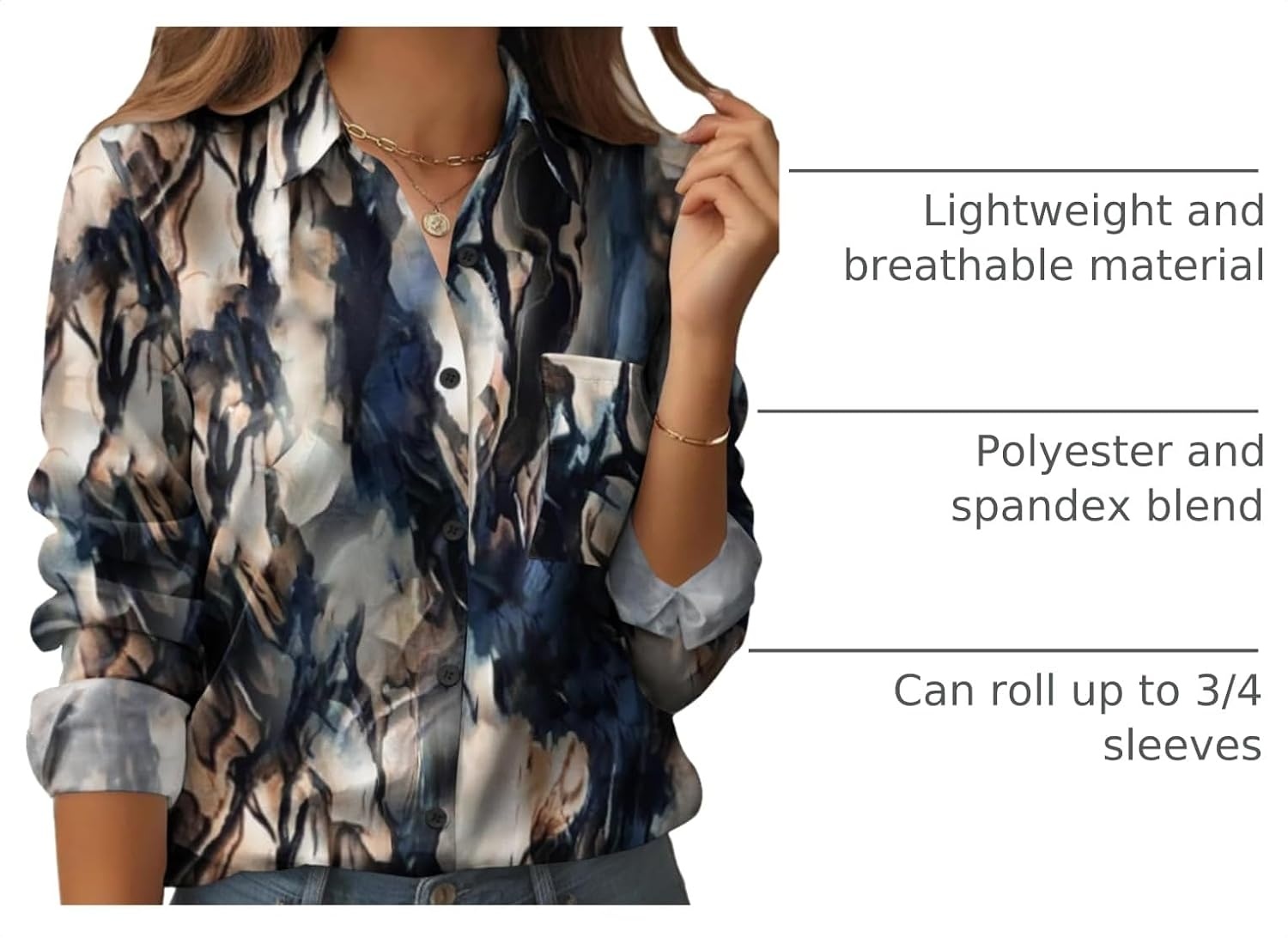 image:imageZeagoo Womens Floral Button Down Shirt Long Sleeve Work Blouse with PocketCzr220