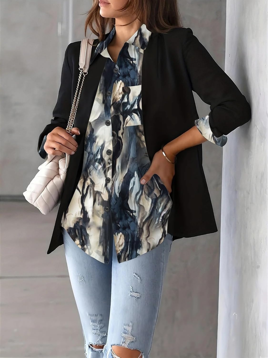 image:imageZeagoo Womens Floral Button Down Shirt Long Sleeve Work Blouse with PocketCzr220