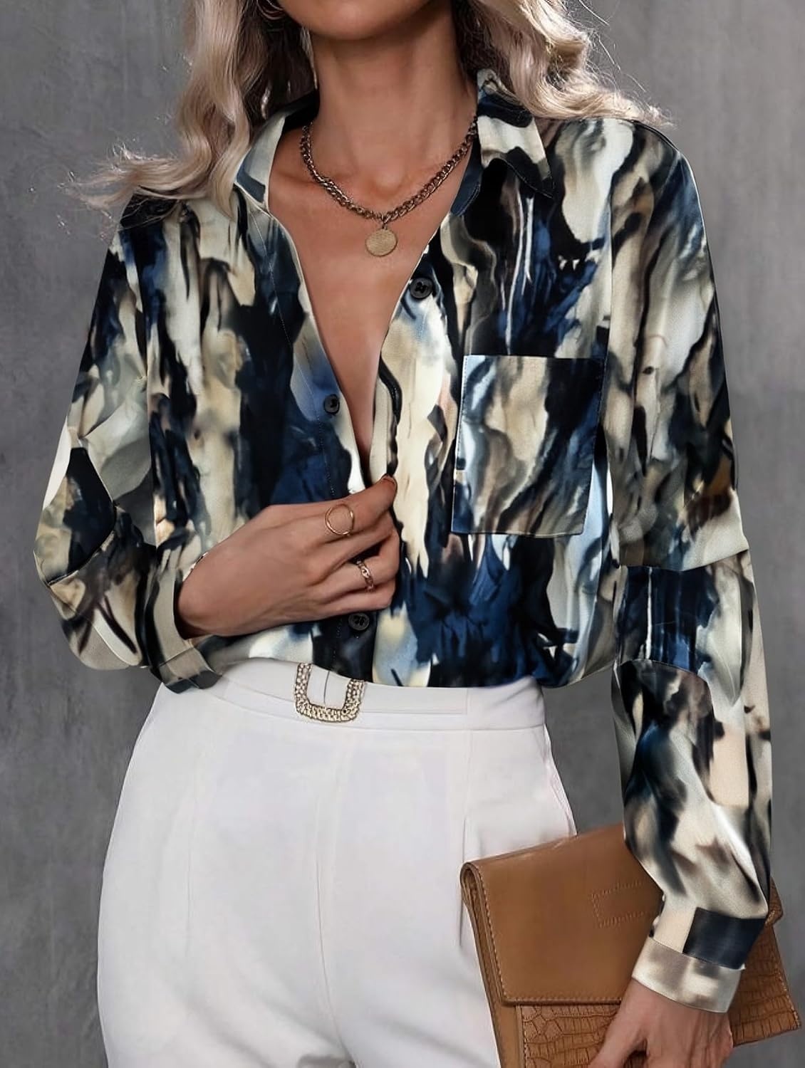 image:imageZeagoo Womens Floral Button Down Shirt Long Sleeve Work Blouse with PocketCzr220