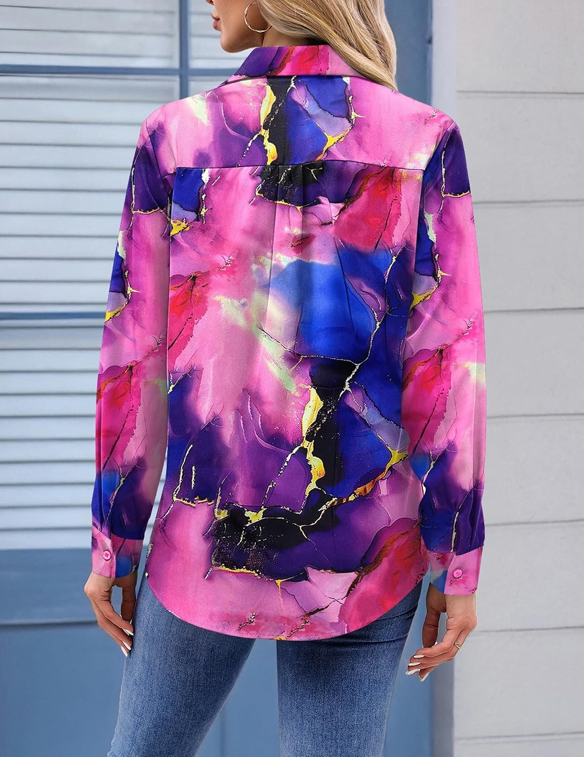image:imageZeagoo Womens Floral Button Down Shirt Long Sleeve Work Blouse with PocketDcx174