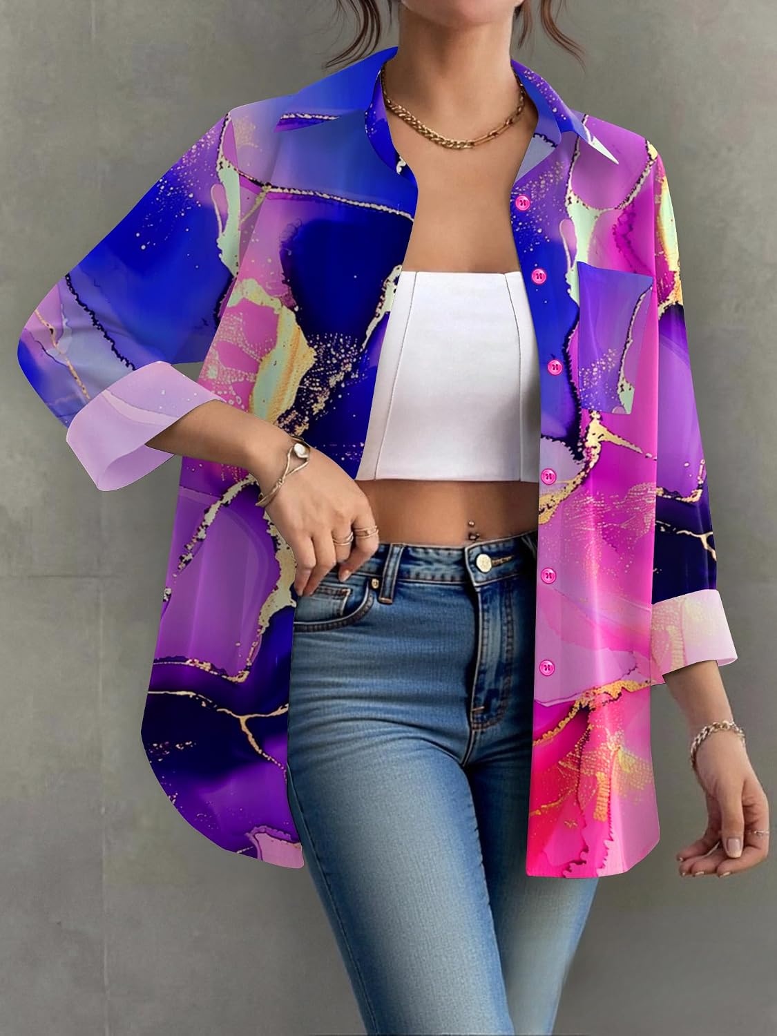image:imageZeagoo Womens Floral Button Down Shirt Long Sleeve Work Blouse with PocketDcx174