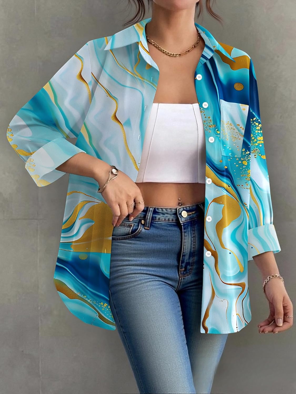 image:imageZeagoo Womens Floral Button Down Shirt Long Sleeve Work Blouse with PocketDcx274