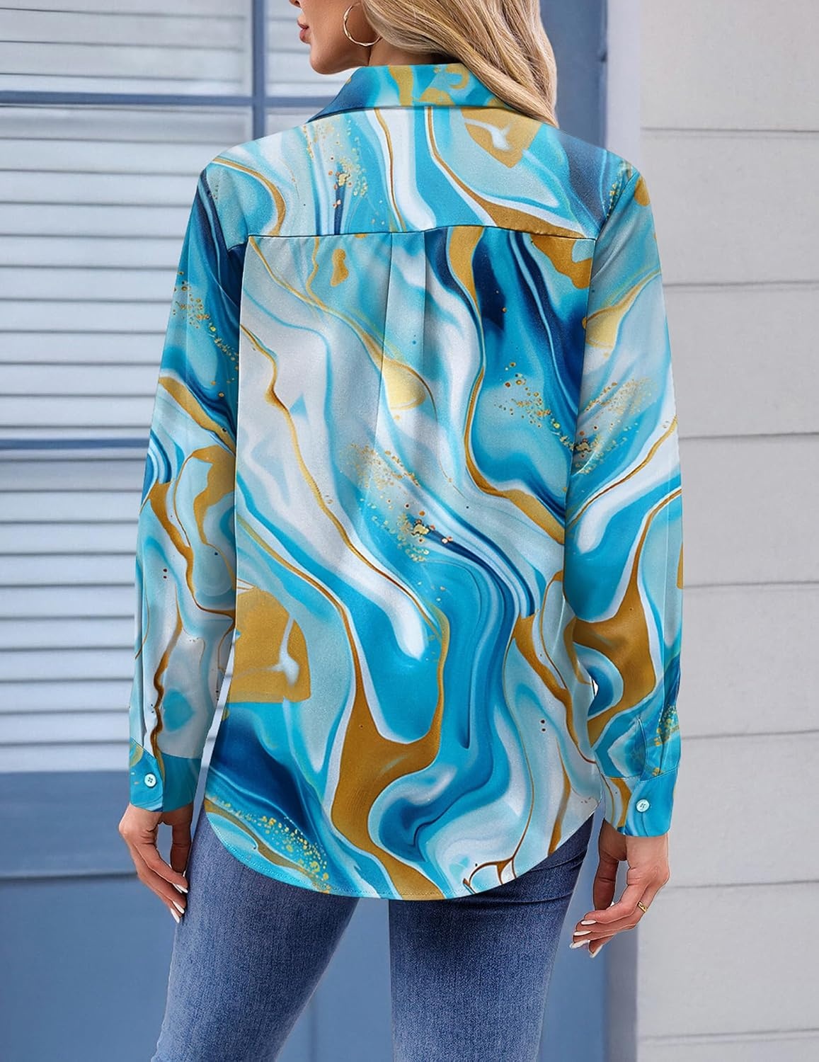 image:imageZeagoo Womens Floral Button Down Shirt Long Sleeve Work Blouse with PocketDcx274