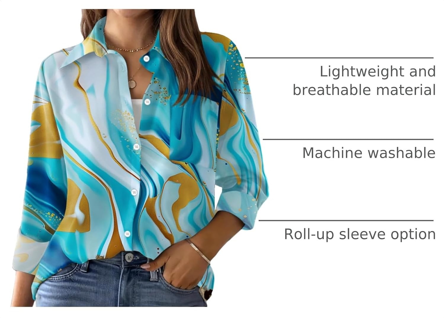 image:imageZeagoo Womens Floral Button Down Shirt Long Sleeve Work Blouse with PocketDcx274