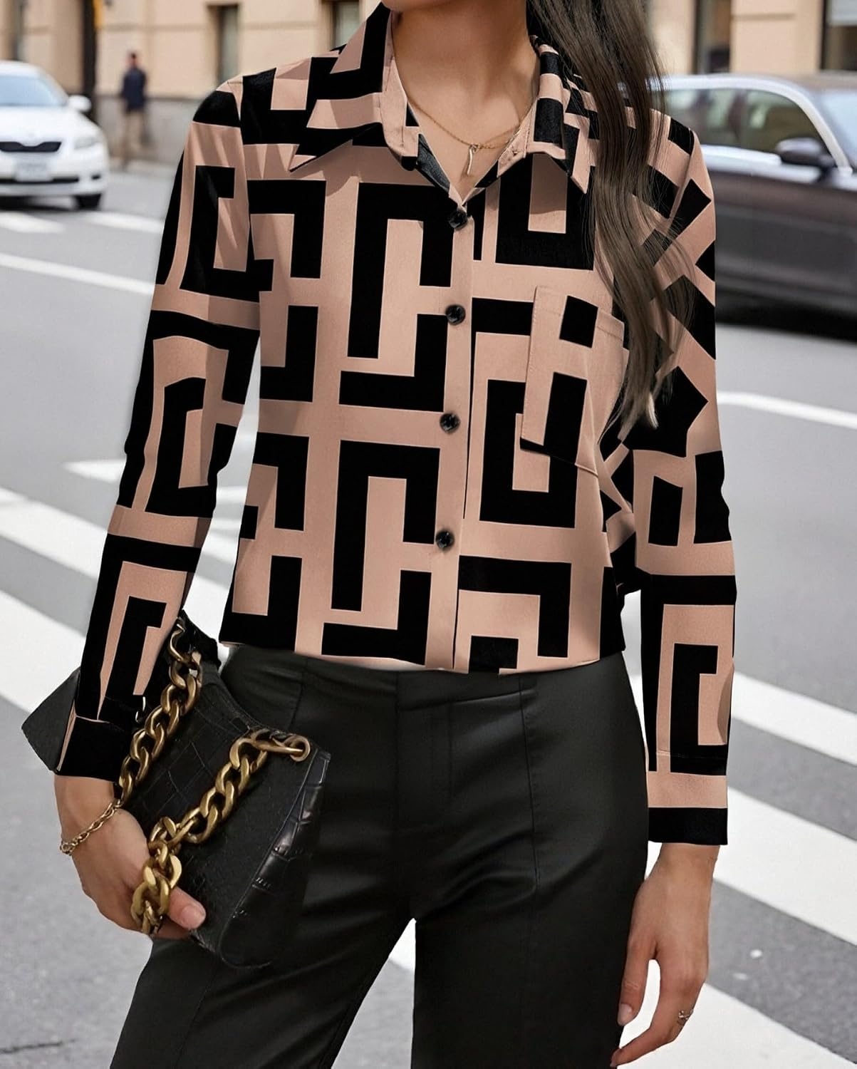 image:imageZeagoo Womens Floral Button Down Shirt Long Sleeve Work Blouse with PocketJh308