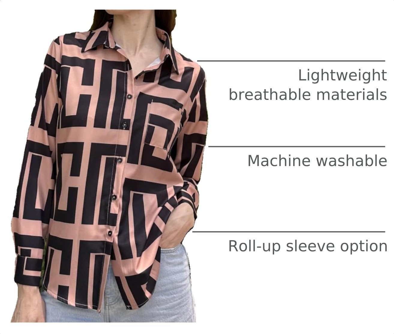 image:imageZeagoo Womens Floral Button Down Shirt Long Sleeve Work Blouse with PocketJh308