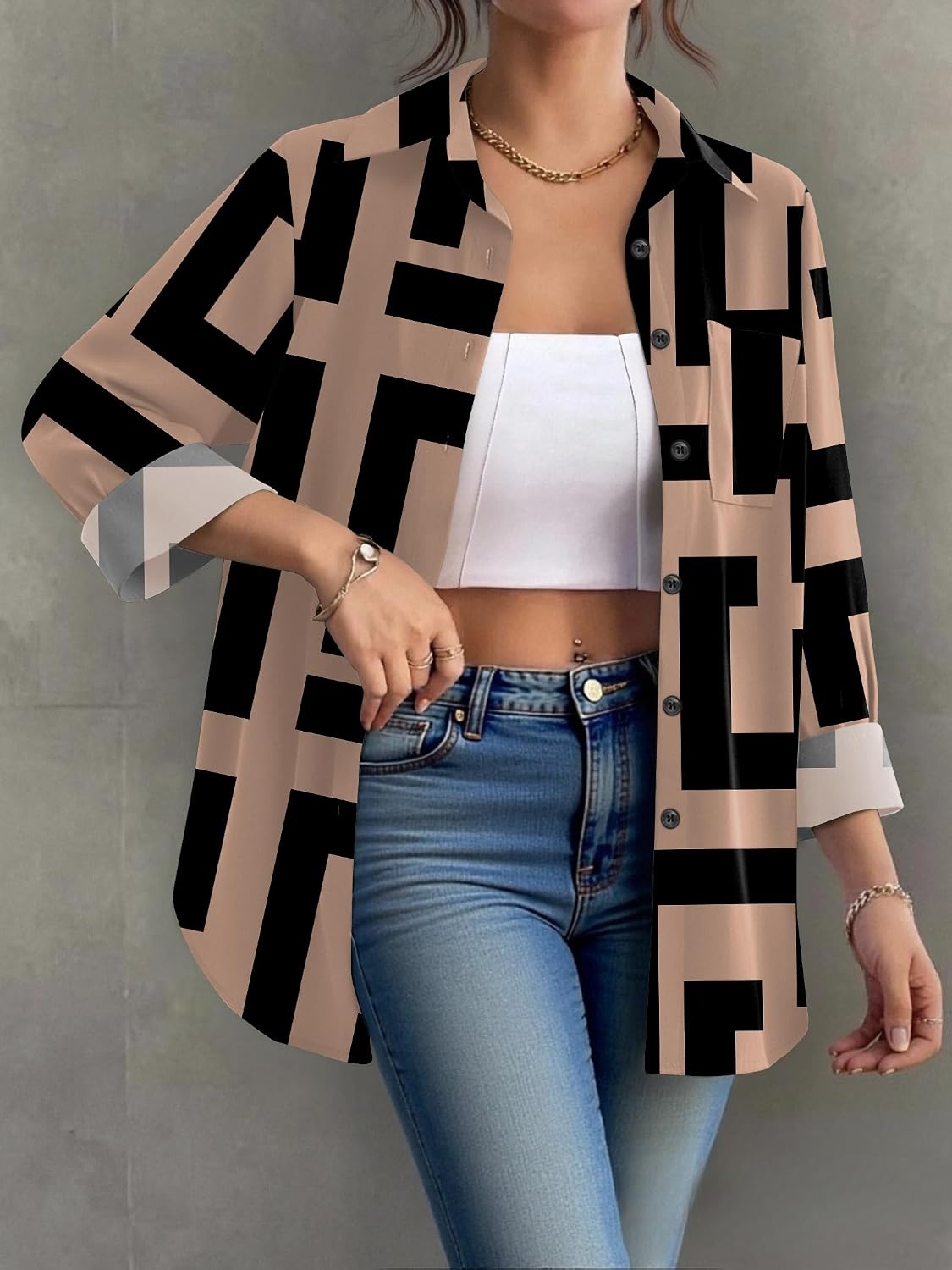 image:imageZeagoo Womens Floral Button Down Shirt Long Sleeve Work Blouse with PocketJh308