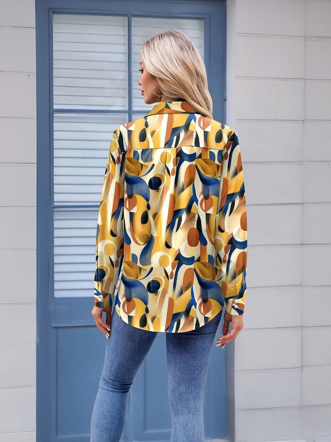 image:imageZeagoo Womens Floral Button Down Shirt Long Sleeve Work Blouse with PocketJh579