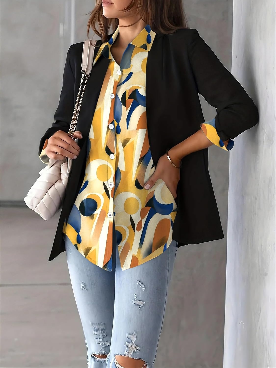 image:imageZeagoo Womens Floral Button Down Shirt Long Sleeve Work Blouse with PocketJh579