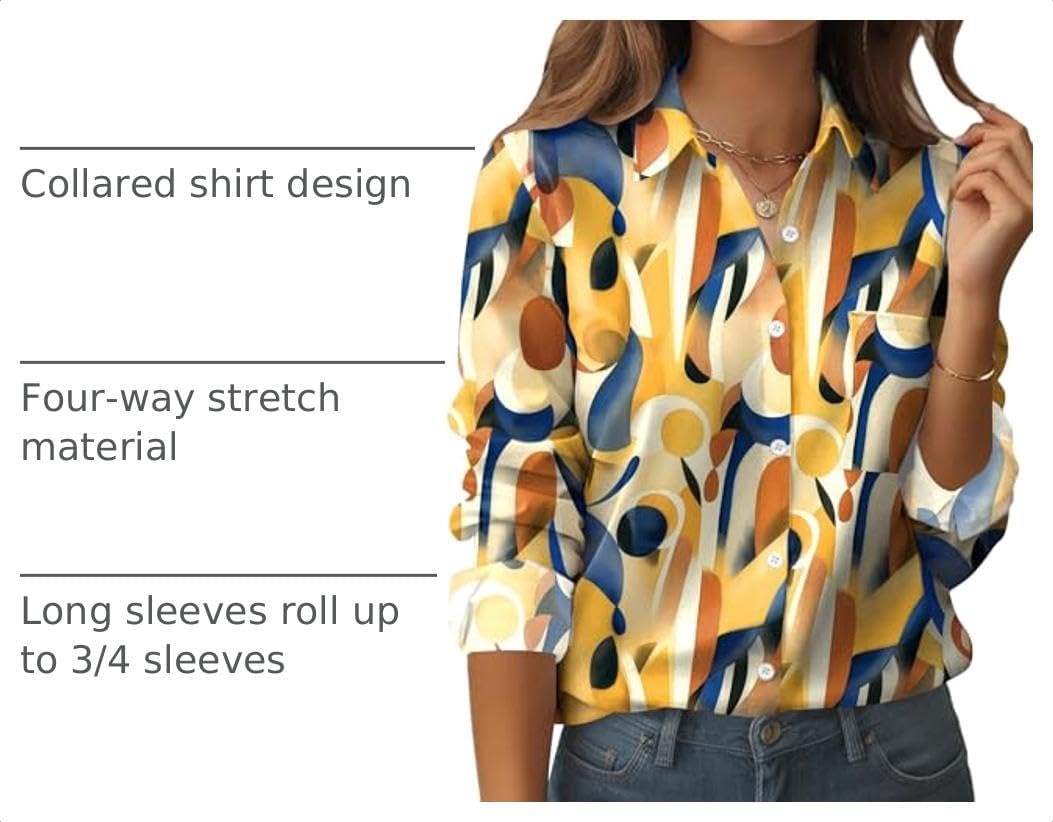 image:imageZeagoo Womens Floral Button Down Shirt Long Sleeve Work Blouse with PocketJh579