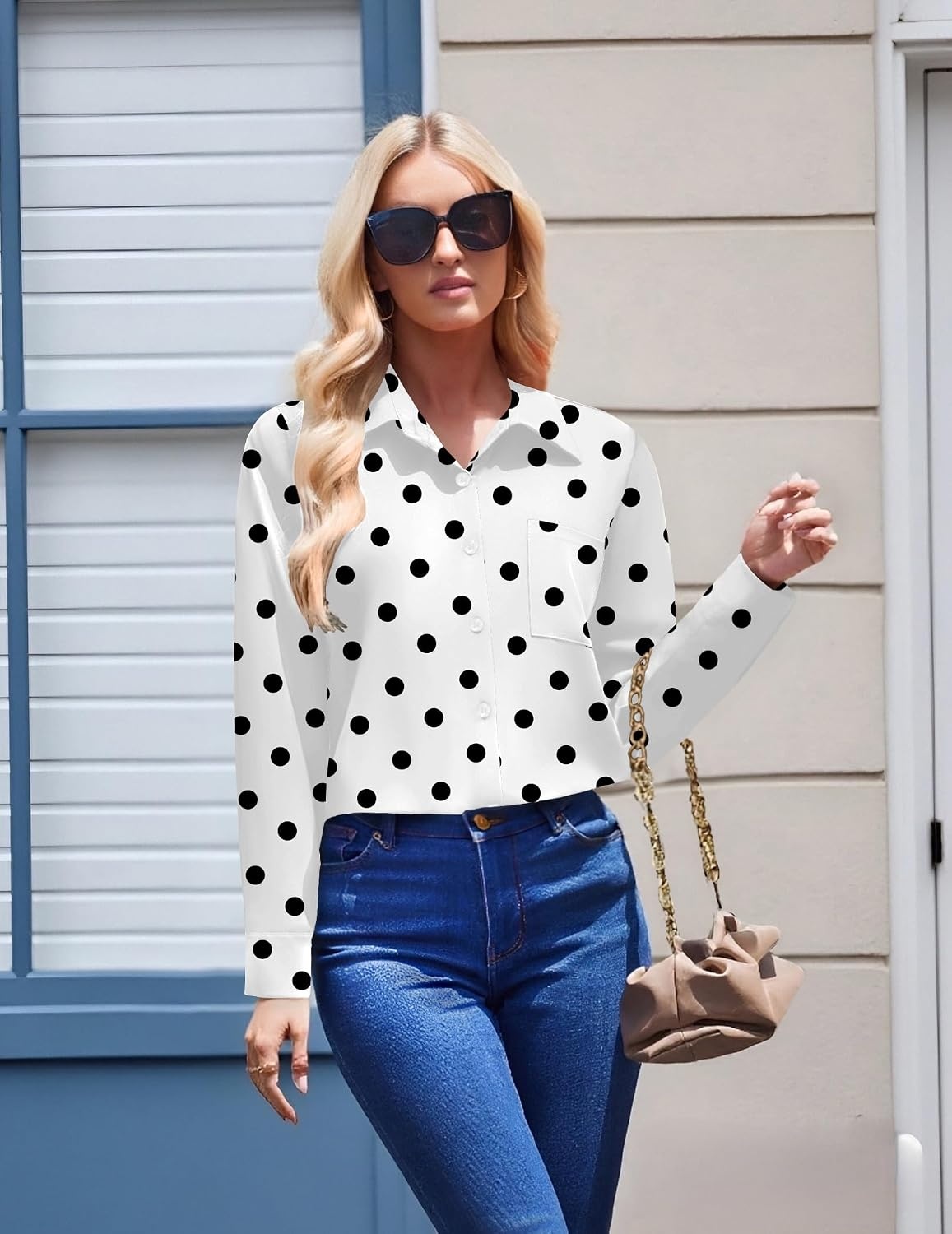image:imageZeagoo Womens Floral Button Down Shirt Long Sleeve Work Blouse with PocketJh592