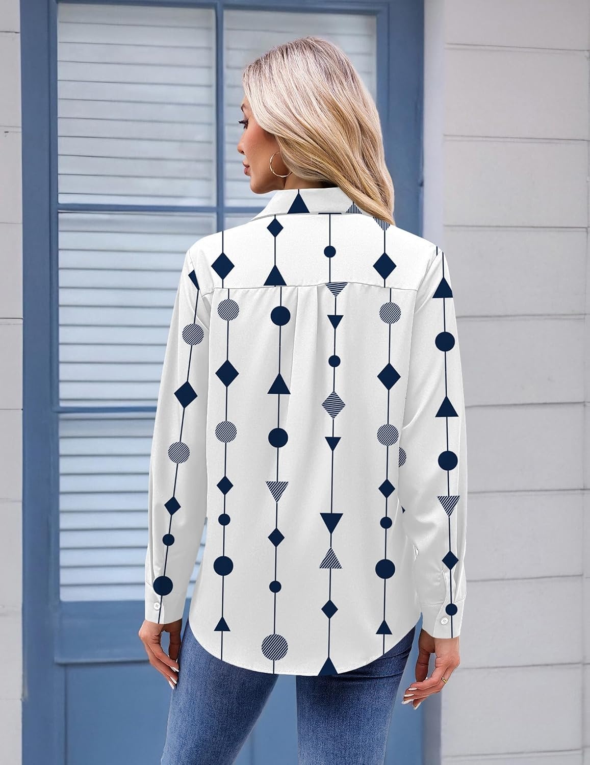 image:imageZeagoo Womens Floral Button Down Shirt Long Sleeve Work Blouse with PocketJh599